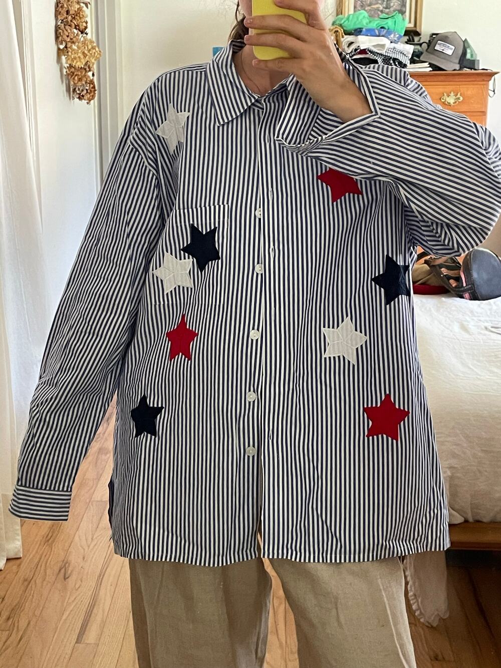 Vintage USA Striped Star Button Down Shirt Size 2X